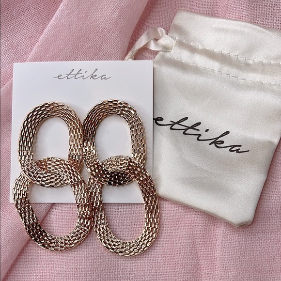 ettika Jewelry - Ettika double hope chain link flexiblee gold studs earrings brand new